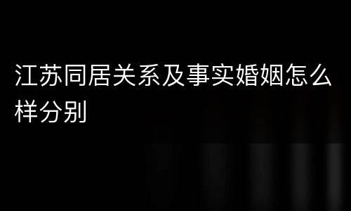 江苏同居关系及事实婚姻怎么样分别