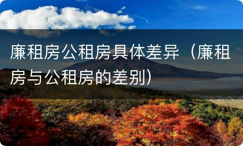 廉租房公租房具体差异（廉租房与公租房的差别）