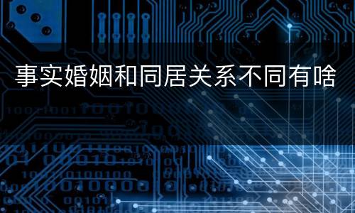 事实婚姻和同居关系不同有啥