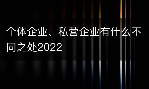 个体企业、私营企业有什么不同之处2022