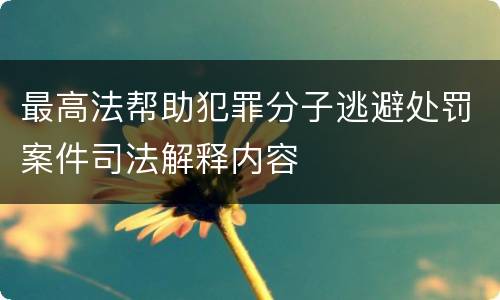 最高法帮助犯罪分子逃避处罚案件司法解释内容