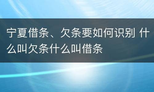 宁夏借条、欠条要如何识别 什么叫欠条什么叫借条