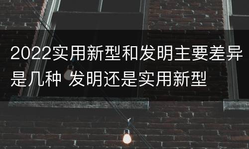 2022实用新型和发明主要差异是几种 发明还是实用新型