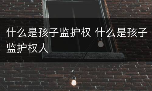 什么是孩子监护权 什么是孩子监护权人