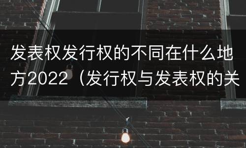 发表权发行权的不同在什么地方2022（发行权与发表权的关系）