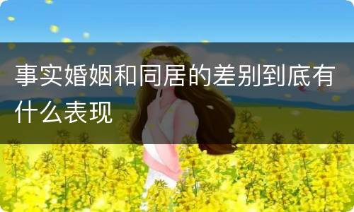 事实婚姻和同居的差别到底有什么表现