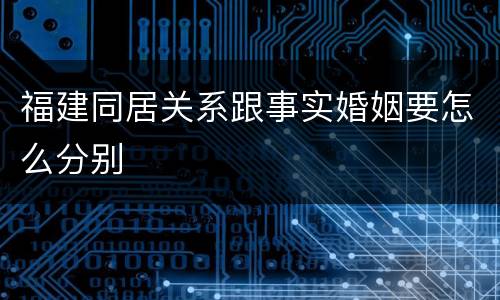 福建同居关系跟事实婚姻要怎么分别