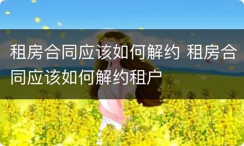 租房合同应该如何解约 租房合同应该如何解约租户