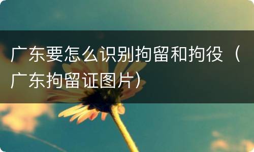 广东要怎么识别拘留和拘役（广东拘留证图片）