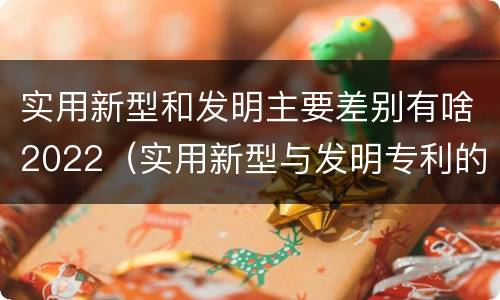 实用新型和发明主要差别有啥2022（实用新型与发明专利的区别有哪些）