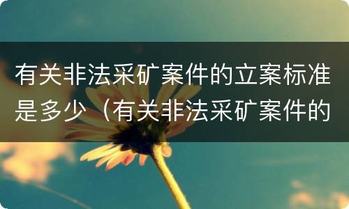 有关非法采矿案件的立案标准是多少（有关非法采矿案件的立案标准是多少条）