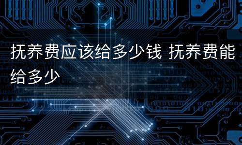 抚养费应该给多少钱 抚养费能给多少