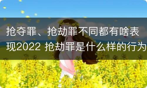 抢夺罪、抢劫罪不同都有啥表现2022 抢劫罪是什么样的行为