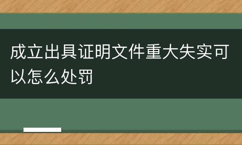 成立出具证明文件重大失实可以怎么处罚