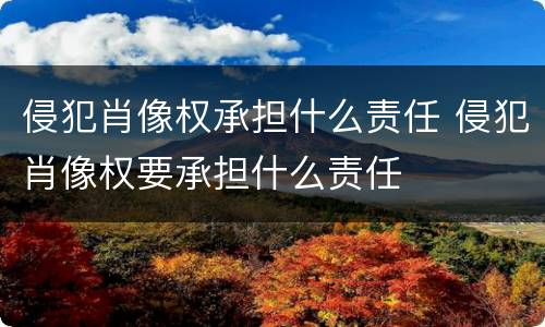 侵犯肖像权承担什么责任 侵犯肖像权要承担什么责任