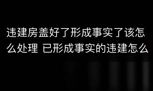 违建房盖好了形成事实了该怎么处理 已形成事实的违建怎么处理