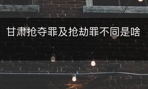 甘肃抢夺罪及抢劫罪不同是啥