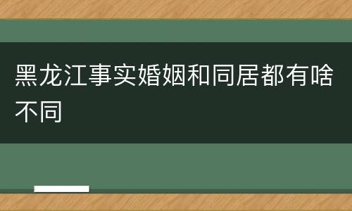 黑龙江事实婚姻和同居都有啥不同