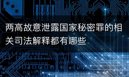 两高故意泄露国家秘密罪的相关司法解释都有哪些