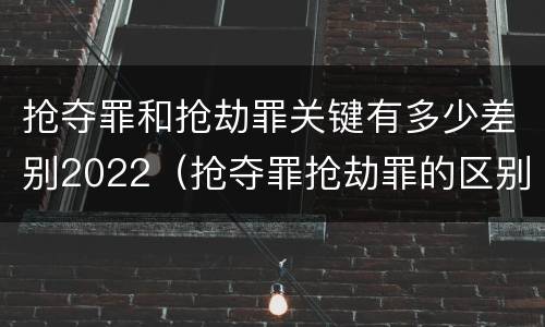 抢夺罪和抢劫罪关键有多少差别2022（抢夺罪抢劫罪的区别）