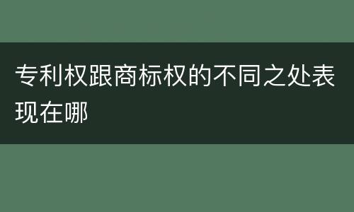 专利权跟商标权的不同之处表现在哪