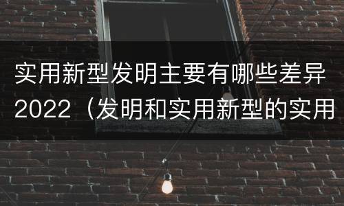 实用新型发明主要有哪些差异2022（发明和实用新型的实用性）