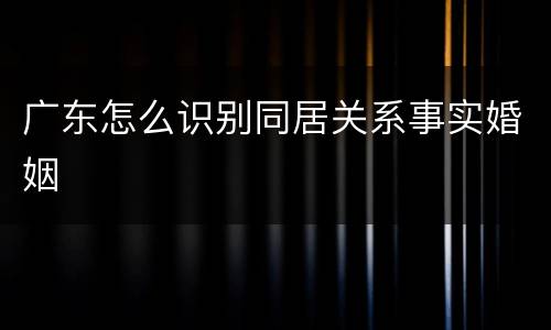 广东怎么识别同居关系事实婚姻