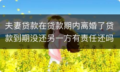 夫妻贷款在贷款期内离婚了贷款到期没还另一方有责任还吗