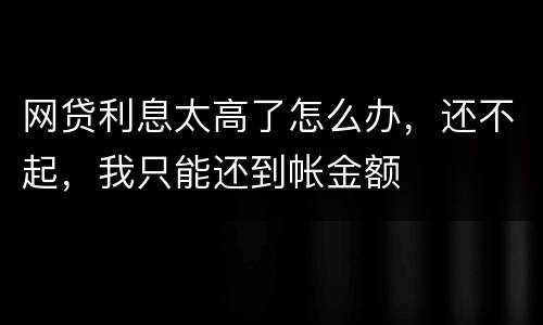 网贷利息太高了怎么办，还不起，我只能还到帐金额