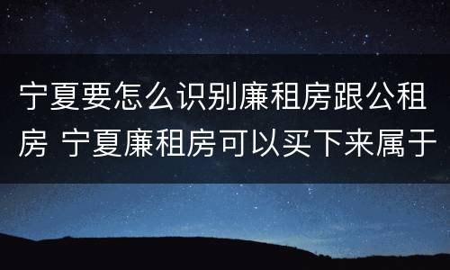 宁夏要怎么识别廉租房跟公租房 宁夏廉租房可以买下来属于自己吗