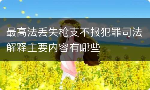 最高法丢失枪支不报犯罪司法解释主要内容有哪些