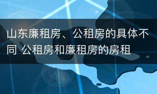 山东廉租房、公租房的具体不同 公租房和廉租房的房租
