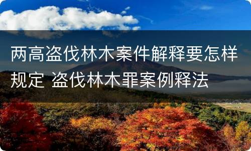 两高盗伐林木案件解释要怎样规定 盗伐林木罪案例释法