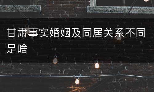 甘肃事实婚姻及同居关系不同是啥