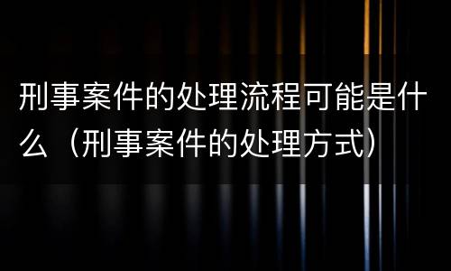 刑事案件的处理流程可能是什么（刑事案件的处理方式）