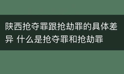 陕西抢夺罪跟抢劫罪的具体差异 什么是抢夺罪和抢劫罪