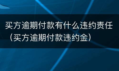 买方逾期付款有什么违约责任（买方逾期付款违约金）