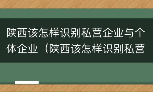 陕西该怎样识别私营企业与个体企业（陕西该怎样识别私营企业与个体企业的关系）