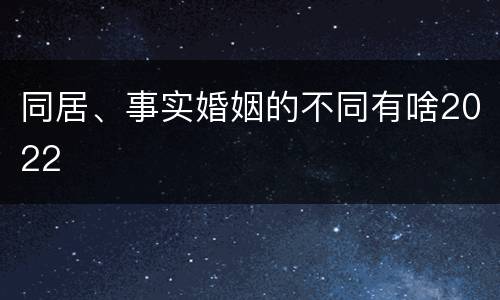 同居、事实婚姻的不同有啥2022