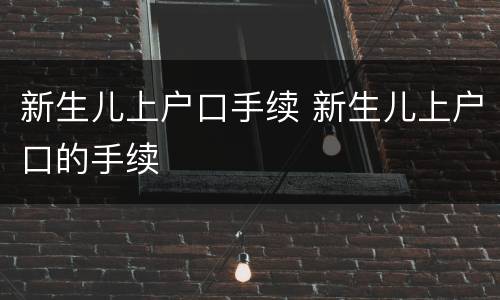 新生儿上户口手续 新生儿上户口的手续