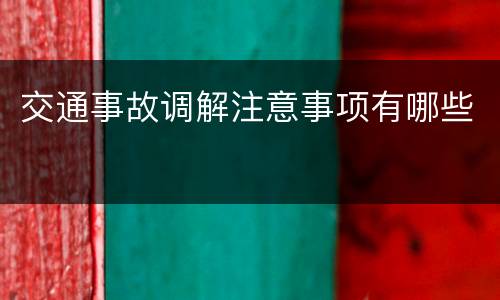 交通事故调解注意事项有哪些
