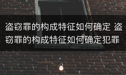 盗窃罪的构成特征如何确定 盗窃罪的构成特征如何确定犯罪主体