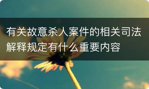 有关故意杀人案件的相关司法解释规定有什么重要内容