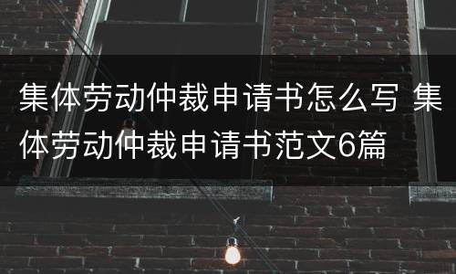 集体劳动仲裁申请书怎么写 集体劳动仲裁申请书范文6篇