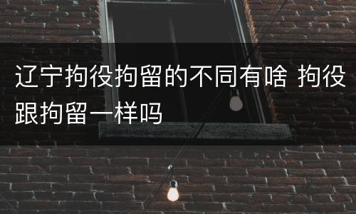 辽宁拘役拘留的不同有啥 拘役跟拘留一样吗