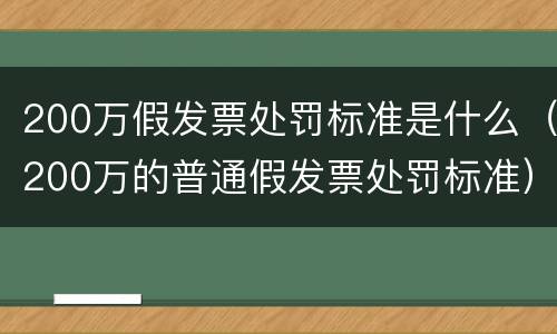 200万假发票处罚标准是什么（200万的普通假发票处罚标准）