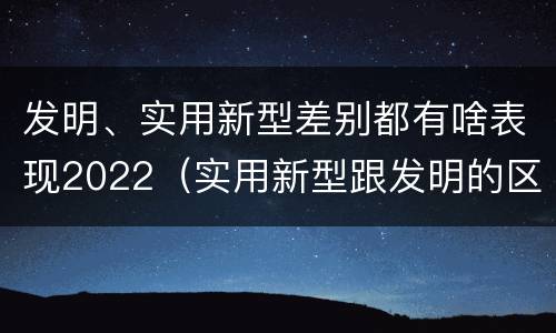 发明、实用新型差别都有啥表现2022（实用新型跟发明的区别）