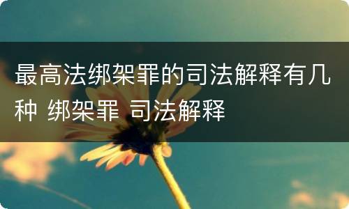 最高法绑架罪的司法解释有几种 绑架罪 司法解释