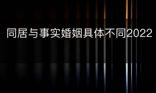同居与事实婚姻具体不同2022