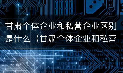 甘肃个体企业和私营企业区别是什么（甘肃个体企业和私营企业区别是什么意思）